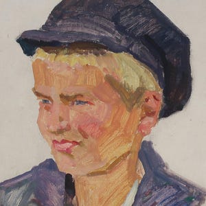 Portrait. Peinture originale de l'artiste ukrainien Tomenko G. 33-24 cm, huile sur carton, années 1970