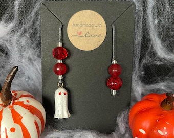 Cute red-eyed ghost bead thong bookmark - perfect unique gift for book lovers