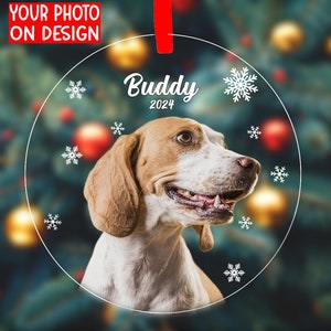 Aangepaste hondenfoto ornament, gepersonaliseerde puppy foto kerstcadeau voor dierenliefhebbers, cadeau voor hondenbezitters, acryl ornament, _248