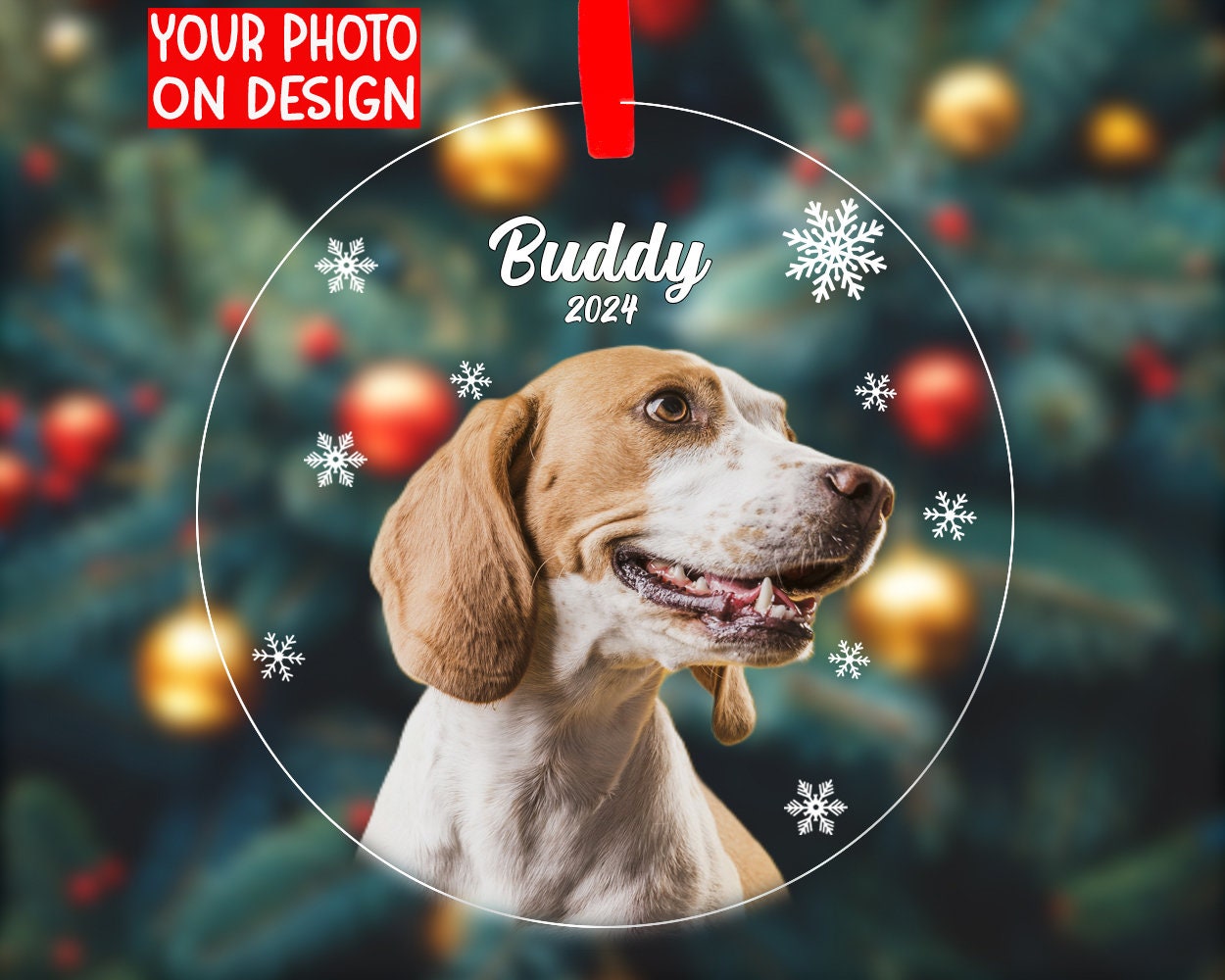 Custom Dog Photo Ornament, Personalized Puppy Picture Christmas Gift ...