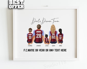 Personalized Family Soccer Team Wall Art, Unique Christmas and Fathers Day Gift, Custom Football Club Decor for Families with Pets, _003