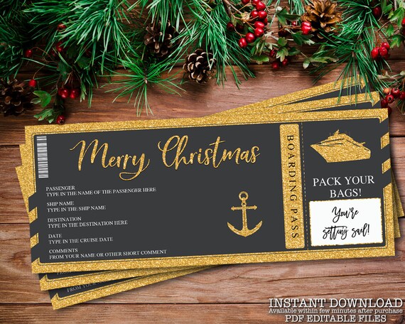 Christmas Ticket Printable Template Surprise Christmas Gift - Etsy