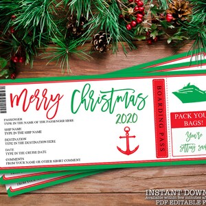 Surprise Christmas Sea Boarding Pass, Printable Surprise Gift, Cruise Christmas Vacation, Christmas Fake Boat Ticket, Pdf Editable _042
