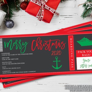 Surprise Trip Ticket, Cruise Vacation Ticket, Boarding Pass Gift, Sea Christmas Gift, Printable Surprise Ticket, Merry Christmas Ticket _043