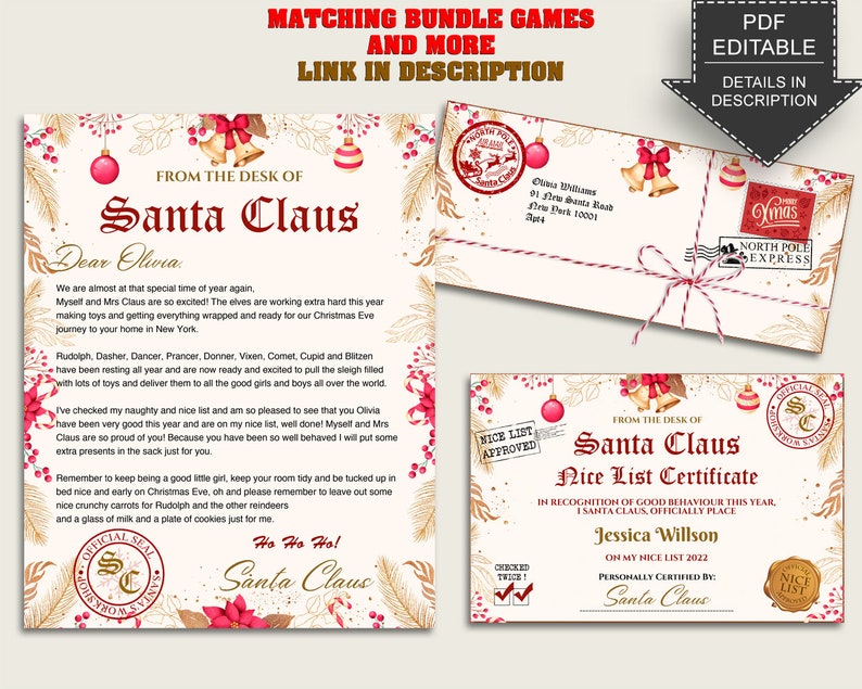 Printable Letter From the Desk of Santa, Printable Nice List