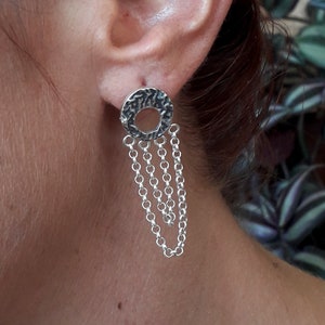 Essential Jewelry, Double Chain Drop Earrings, Sterling Silver, Geometric Earrings, Elegant Earrings, Fashion Jewelry, Gift For Her image 9