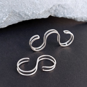 Minimalist Multi-finger Ring, Statement Ring, Sterling Silver, Adjustable, Handmade, Unisex, 3 Finger Ring, 2Finger Ring, Double Finger Ring
