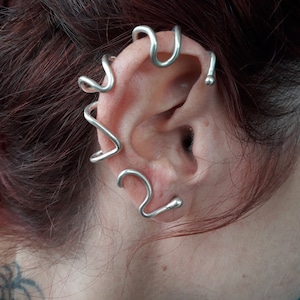 Ohr Kletterer, Ganze Ohrmanschette, Sterling Silber, Wickelohrring, Einzigartige, Handgemachter Inspirierter Schmuck, Kühne Ohrringe, Besondere, Beeindruckende Ohrringe