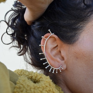 Sterling Silver Ear Climber, Whole Ear Earrings, Fashion Earrings, Bold Jewelry, Modern Earrings, Ear Pin, Unique Ear Cuff, Wrap Earrings