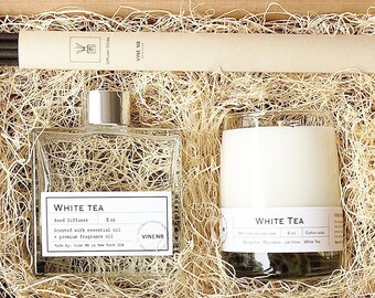 Soy Candle + Reed Diffuser Gift Set / Scented Gift Box / Non-Toxic Home Fragrance / Housewarming Gift / Thank You Gift / Gift For Her