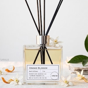 Orange Blossom Reed Diffuser | Citrus Spa Fragrance | Bathroom Scent | Housewarming Gift
