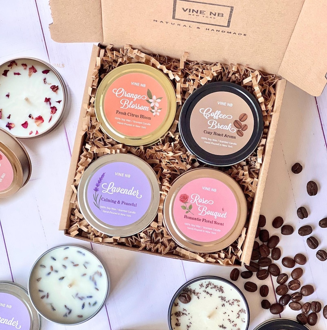 Handmade Soy Candle Gift Set: Botanical Scents in Tin Box - Etsy