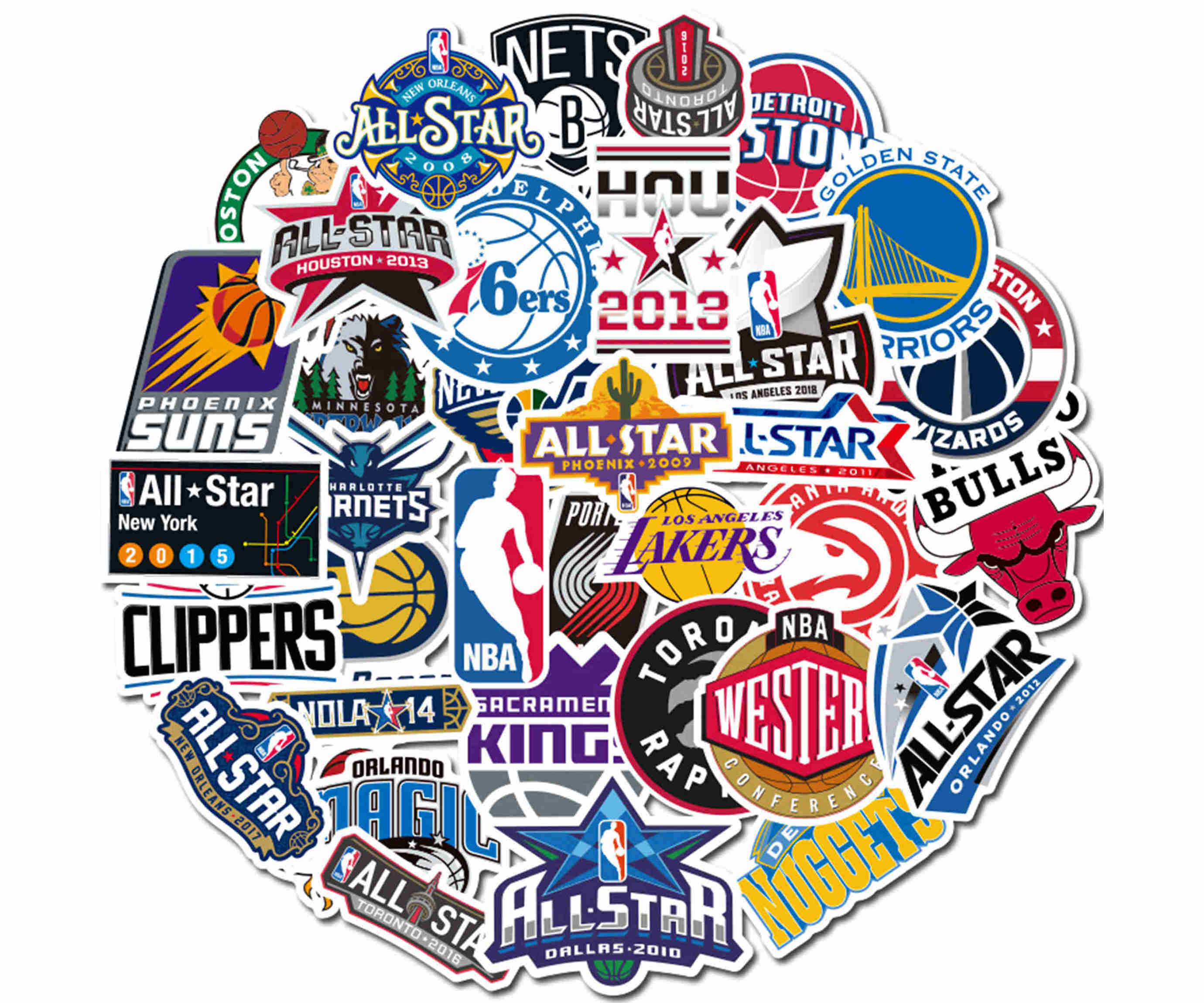 50 PCS NBA team logo Stickers Pack Can Be Decorated To Car Etsy