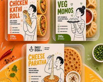 Custom Food Packaging Label Design | Ready Meal Branding | Takeaway Food Label | Restaurant Packaging Design | Meal Prep Label Template