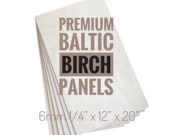 6mm 1/4” 12” x 20” Premium Baltic Birch Plywood Sheets, B/BB Grade, Customizable Size, For Glowforge, Laser, CNC, Scroll Saw, and DIY Crafts