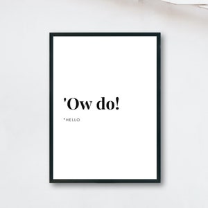 Yorkshire translation poster - &#39;Ow do! - INSTANT DOWNLOAD