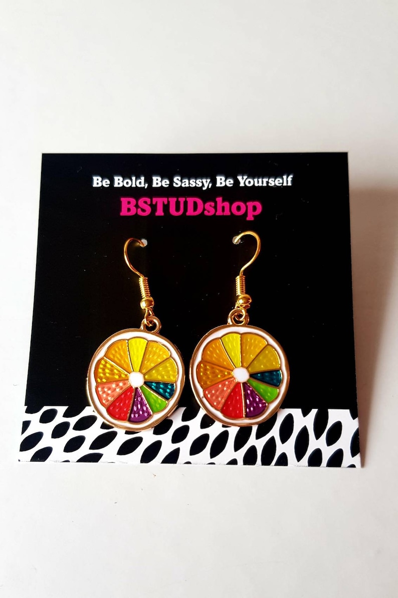 LGBTQ gifts fun Novelty crazy weird unique odd food Earrings CUTE Fruit Slice Kawaii Earrings Charm Earrings in studs or hooks