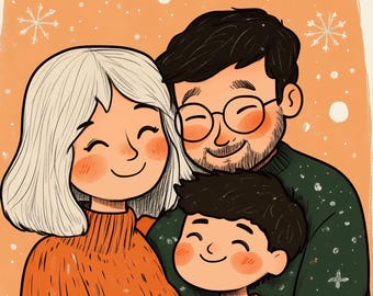 Family Portrait, Cute Family Portrait, Illustration from Photo, Handmade Family Portrait, Couple Portrait, Custom Personalized Print