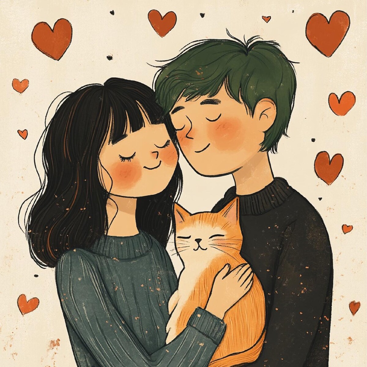 Сute Couple Portrait, Portrait Commission, Custom Portait, Personalize Art, Couple Drawing With Pet, Family Drawing, Father's Day Gift - Etsy