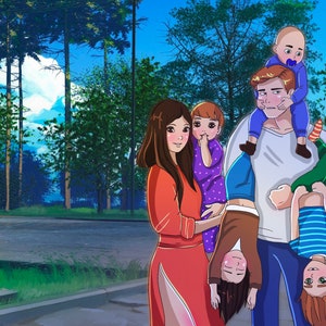 Custom Anime Portrait, Couple Portrait, Family Anime Drawing, Anime Style Portrait, Personalized Family DBZ Portrait, Cartoon Illustration