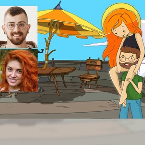 Zabawny obraz Adventure Time, portret Adventure Time, cyfrowy portret rodzinny, portret z kreskówek, zostań postacią z Adventure Time