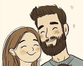 Retrato familiar personalizado, dibujo digital, dibujo de pareja, ilustración personalizada, regalo para novio, retrato de caricatura, regalo personalizado