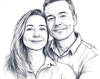Custom Family Line Drawing From Photo, Custom Line Drawing Portrait, Personalized Line Illustration Portrait, Custom Family Gift From Photo