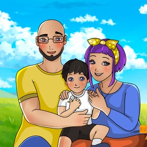 Custom Anime Portrait, Couple Portrait, Family Anime Drawing, Anime Style Portrait, Personalized Family DBZ Portrait, Cartoon Illustration