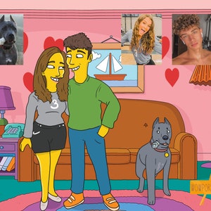 Simpsons Style Family Portrait, Photo Original Portrait, Personalized Digital Art, Family Portrait, Couple Valentine's, Girlfriend Gift
