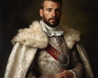 Spersonalizowany portret renesansowy, spersonalizowany obraz królewskiego księcia, historyczny prezent artystyczny dla niego, królewski spersonalizowany portret królewski, historyczny książę