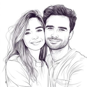 Custom Family Line Drawing From Photo, Custom Line Drawing Portrait, Personalized Line Illustration Portrait, Custom Family Gift From Photo