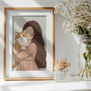 Custom Portrait, Cute Cartoon Portrait, Illustration, Family Portrait, Couple Gift, Pet Portrait, Personalized, Anniversary, Birthday Gift