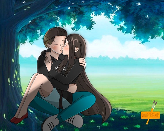 Cute Couples In Love Anime Drawing