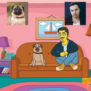 Yellow Birthday Gift, Anniversary Gift For Him, For Boyfriend, Personalize Digital Portrait, Cartoon, Custom Family Photo Gift For Her