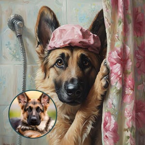 Funny dog portrait, Custom pet Portrait, Funny Bathroom Art, Personalized pet gift, Dog Reading Newspaper on Toilet, Pet Owner Gift