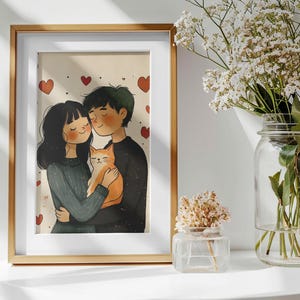 Benutzerdefinierte Paar Porträt, Digitale Foto Illustration, Foto zu Cartoon, Familien Porträt, Cartoon Zeichnung, Jubiläumsgeschenk, Geburtstagsgeschenk