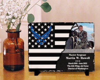 Personalized Air Force Retirement Gift, Military Retirement Keepsake, Army Retired Slate Plaque, Veteran Gift
