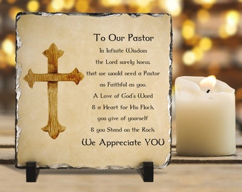 Pastor Appreciation Gift, To Our Pastor Slate Plaque, Minister Gift, Christian Gifts