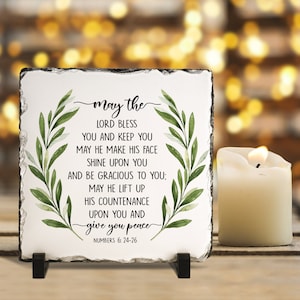 Que le Seigneur vous bénisse et vous garde chrétien-cadeau Plaque en ardoise, verset de la Bible, cadeau de bénédiction