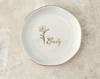 Personalized Wedding Flower Ring Dish, Custom Wedding Gifts for Bridesmaid, Sister of The Bride Gift, Bridal Shower Gift