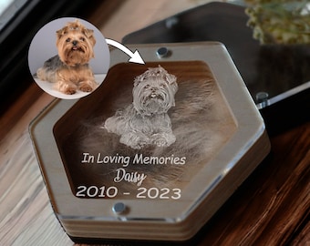 Custom Dog Fur Memorial Box, Engraved Pet Loss Gifts, Personalized Dog Portrait Gift, Pet Urn Box Personalised Pet Hair Keepsake
