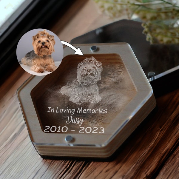 Custom Dog Fur Memorial Box, Engraved Pet Loss Gifts, Personalized Dog Portrait Gift, Pet Urn Box Personalised Pet Hair Keepsake