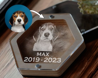 Custom Pet Fur Memorial Box, Personalized Dog Portrait Gift, Engraved Loss of Pet Gifts, Personalised Pet Hair Keepsake