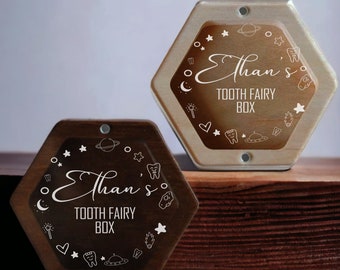 Custom Baby Tooth Box Keepsake | Engraved Tooth Holder For Kids | Milk Tooth Box| Tooth Fairy Box | Wooden Tooth Storage Box