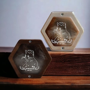 Custom Cat Hair Keepsake | Pet Hair Memorial Box | Cat Fur Keepsake | Personalized Cat Portrait Gift | Engraved Loss of Pet Gifts