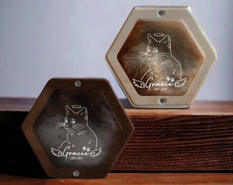 Custom Cat Hair Keepsake | Pet Hair Memorial Box | Cat Fur Keepsake | Personalized Cat Portrait Gift | Engraved Loss of Pet Gifts