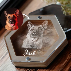 Custom Dog Fur Memorial Box, Engraved Pet Loss Gifts, Personalized Dog Portrait Gift, Personalised Pet Hair Keepsake