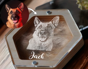 Custom Dog Fur Memorial Box, Engraved Pet Loss Gifts, Personalized Dog Portrait Gift, Personalised Pet Hair Keepsake