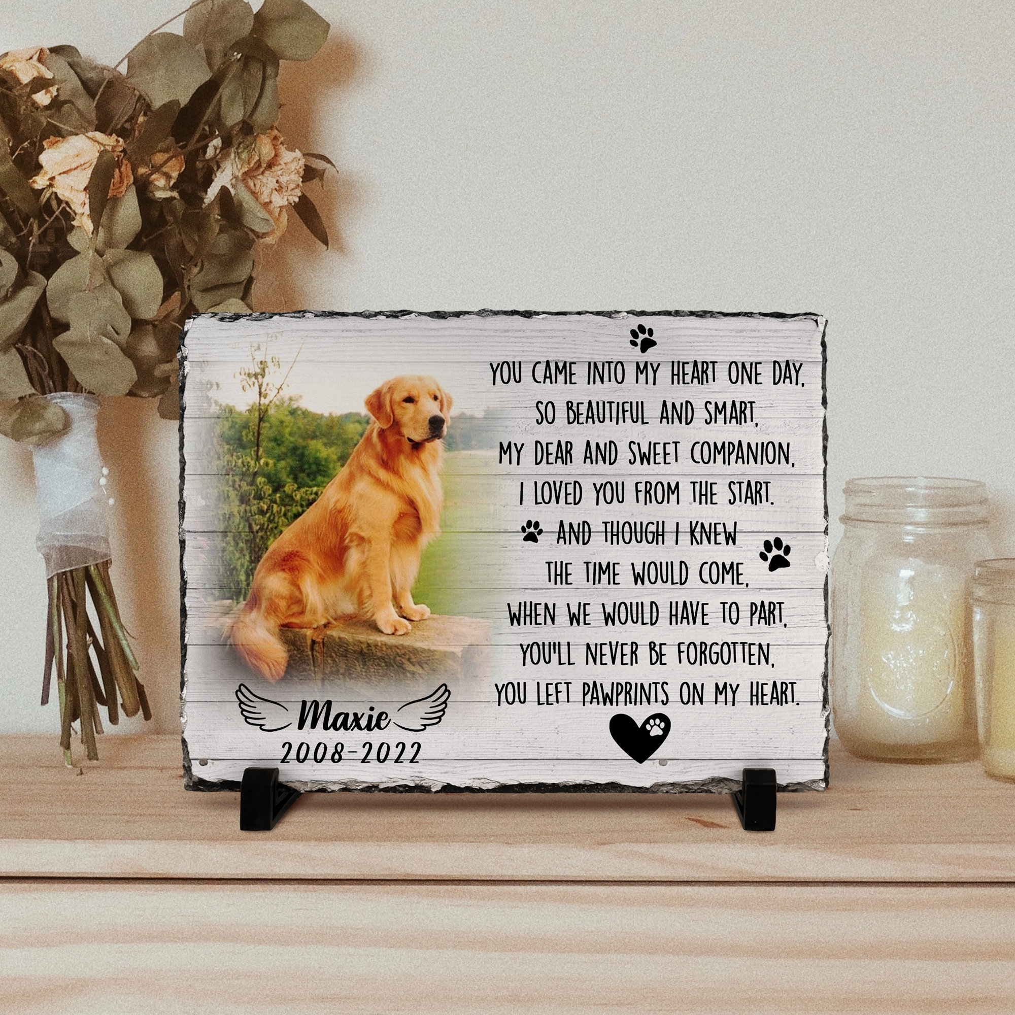Pet Loss Memorial Plaque, Bereavement Paw Print Keepsake to Remember a ...