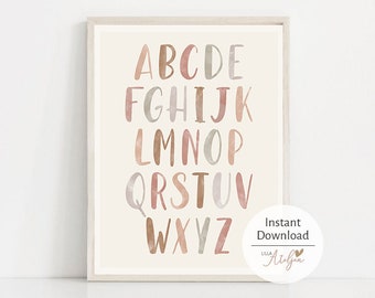 English Alphabet Poster | Nursery Printable | ABCD Wall Art | Printable Poster | Boho Nursery Poster | Typography | Educational Poster